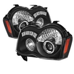 Jeep Grand Cherokee Spyder Projector Headlights - LED Halo - LED - Black - 444-JGC08-HL-BK