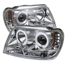 Jeep Grand Cherokee Spyder Projector Headlights - CCFL Halo - LED - Chrome - 444-JGC99-CCFL-C