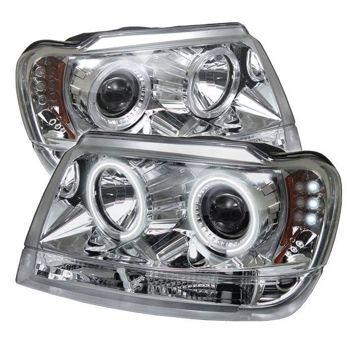 Jeep Grand Cherokee Spyder Projector Headlights - CCFL Halo - LED - Chrome - 444-JGC99-CCFL-C