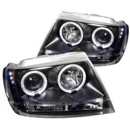 Jeep Grand Cherokee Spyder Projector Headlights - LED Halo - LED - Black - 444-JGC99-HL-BK