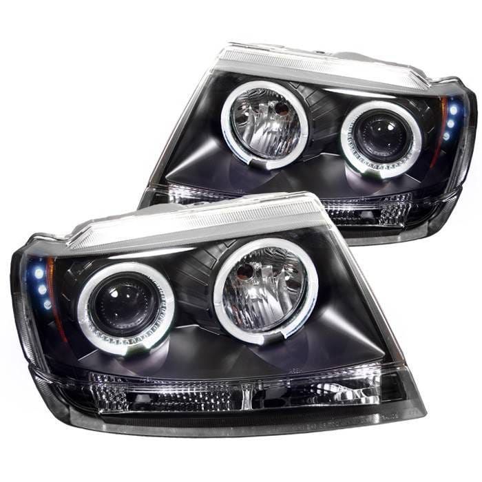 Jeep Grand Cherokee Spyder Projector Headlights - LED Halo - LED - Black - 444-JGC99-HL-BK