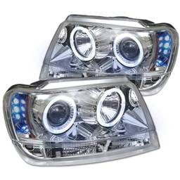 Jeep Grand Cherokee Spyder Projector Headlights - LED Halo - LED - Chrome - 444-JGC99-HL-C