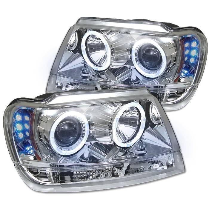 Jeep Grand Cherokee Spyder Projector Headlights - LED Halo - LED - Chrome - 444-JGC99-HL-C