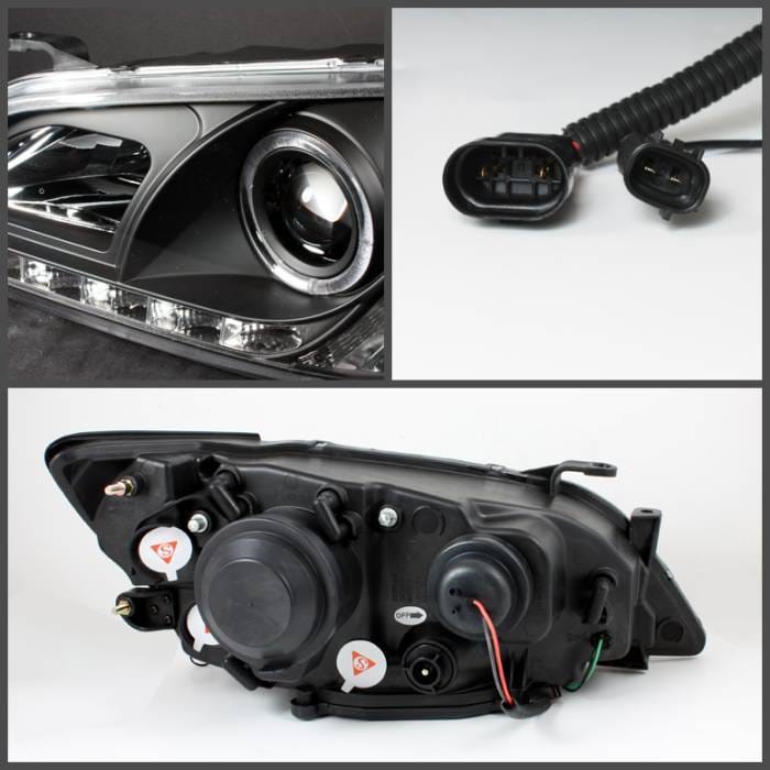 Lexus IS Spyder Projector Headlights - Xenon HID Model Only - LED Halo - DRL - Black - 444-LIS01-HID-DRL-BK thumbnail 2