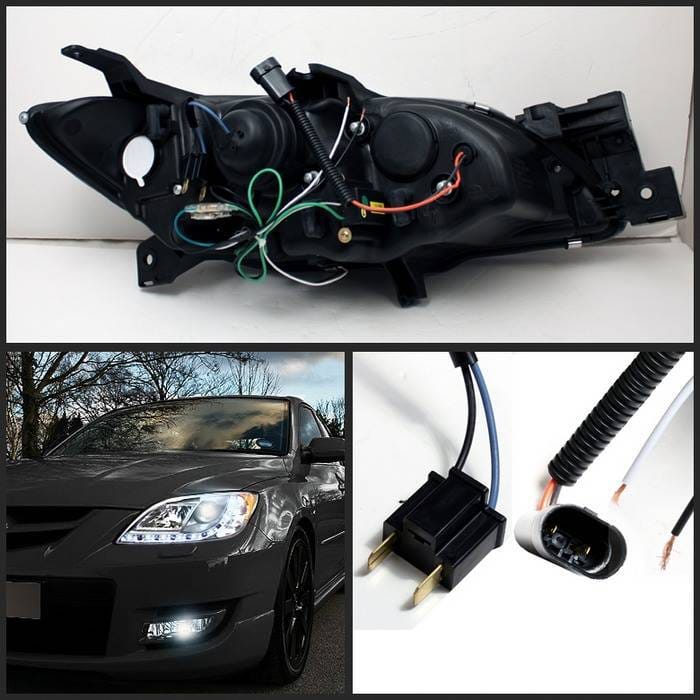 Mazda 3 4DR Spyder Projector Headlights - DRL - Chrome - 444-M304-DRL-C thumbnail 2