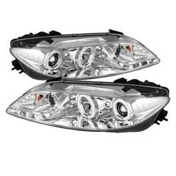 Mazda 6 Spyder Projector Headlights with Fog Lights - CCFL Halo - DRL - Smoke - 444-M603-FOG-CCFL-DRL-C