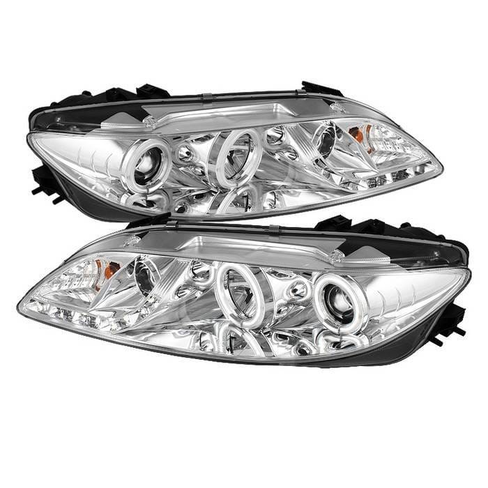 Mazda 6 Spyder Projector Headlights with Fog Lights - CCFL Halo - DRL - Smoke - 444-M603-FOG-CCFL-DRL-C