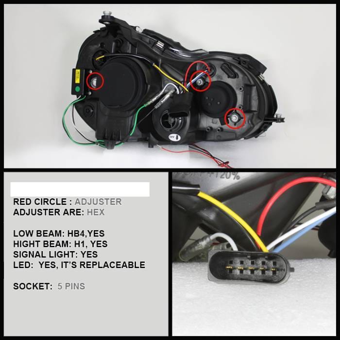Mercedes-Benz CLK Spyder Projector Headlights LED Halo - DRL - Chrome - 444-MBCLK03-DRL-C thumbnail 2