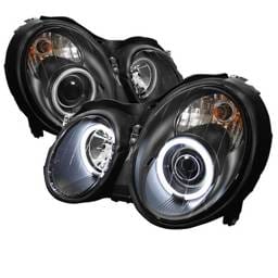 Mercedes-Benz CLK Spyder Projector Headlights CCFL Halo - Black - 444-MBCLK98-CCFL-BK