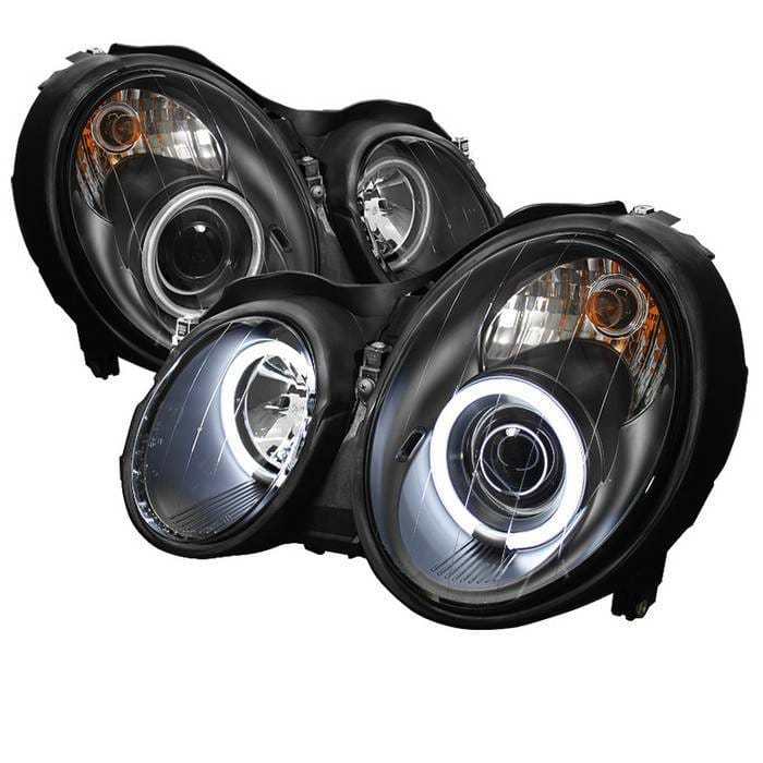 Mercedes-Benz CLK Spyder Projector Headlights CCFL Halo - Black - 444-MBCLK98-CCFL-BK