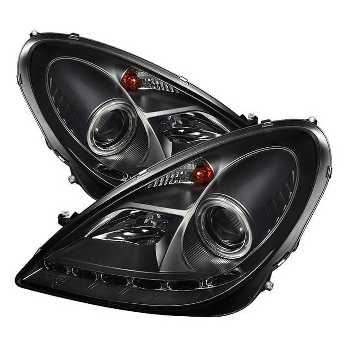 Mercedes-Benz SLK Spyder Projector Headlights DRL - Black - 444-MBSLK05-DRL-BK