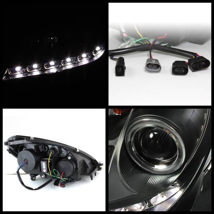 Mercedes-Benz SLK Spyder Projector Headlights DRL - Black - 444-MBSLK05-DRL-BK thumbnail 2