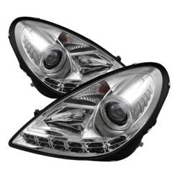 Mercedes-Benz SLK Spyder Projector Headlights DRL - Chrome - 444-MBSLK05-DRL-C