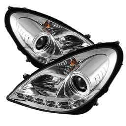 Mercedes-Benz SLK Spyder Projector Headlights - Xenon HID Model Only - DRL - Chrome - 444-MBSLK05-HID-DRL-C