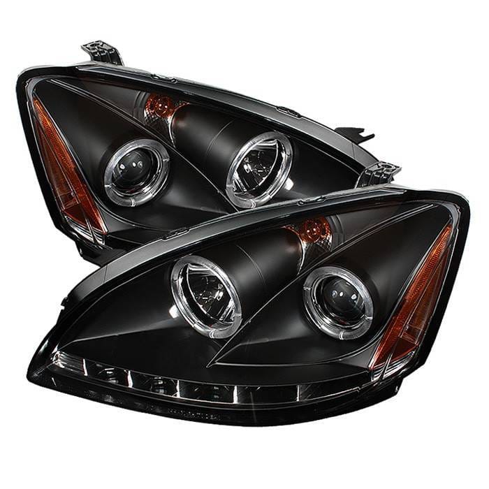 Nissan Altima Spyder Projector Headlights LED Halo - LED - Black - 444-NA02-HL-BK