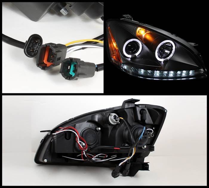 Nissan Altima Spyder Projector Headlights LED Halo - LED - Black - 444-NA02-HL-BK thumbnail 2