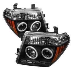 Nissan Frontier Spyder Projector Headlights - CCFL Halo - LED - Black - 444-NF05-CCFL-BK