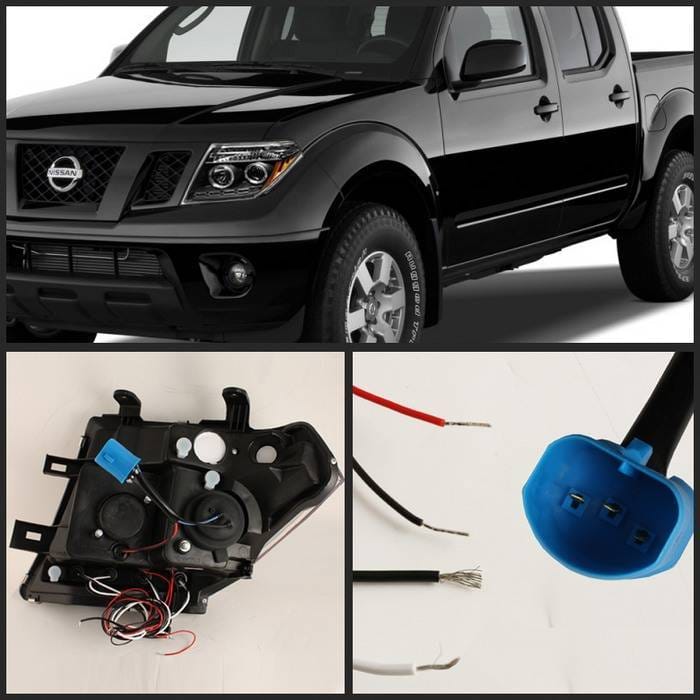Nissan Frontier Spyder Projector Headlights - LED Halo - LED - Black - 444-NF05-HL-BK thumbnail 2