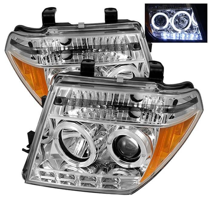 Nissan Frontier Spyder Projector Headlights - LED Halo - LED - Chrome - 444-NF05-HL-C