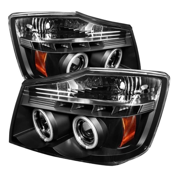 Nissan Titan Spyder Projector Headlights - CCFL Halo - LED - Black - 444-NTI04-CCFL-BK