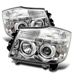 Nissan Titan Spyder Projector Headlights - LED Halo - LED - Chrome - 444-NTI04-HL-C