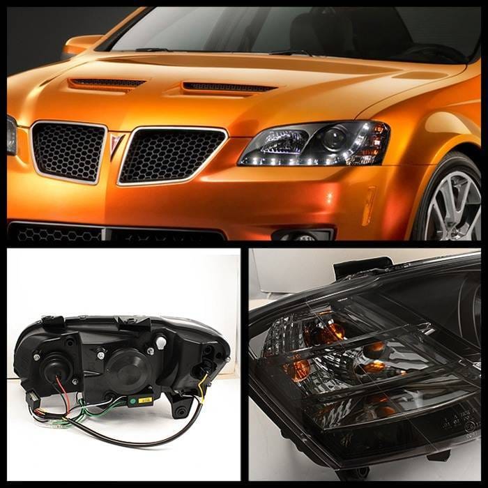 Pontiac G8 Spyder Projector Headlights - DRL - Black - 444-PG808-DRL-BK thumbnail 2
