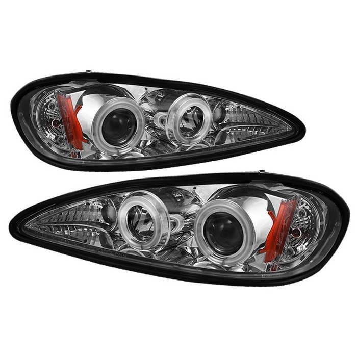 Pontiac Grand Am Spyder Projector Headlights - CCFL Halo - LED - Chrome - 444-PGAM99-CCFL-C