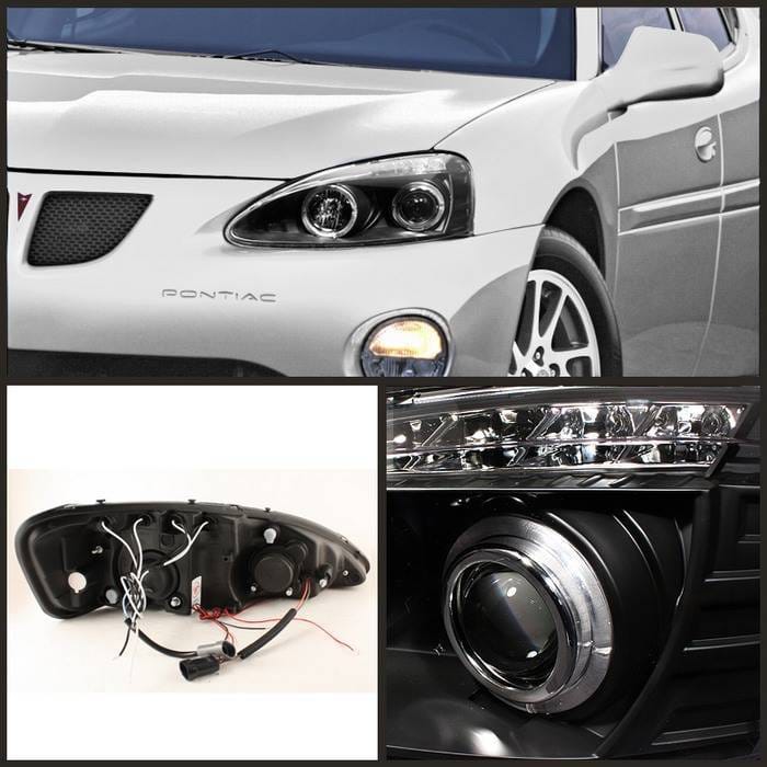 Pontiac Grand Prix Spyder Projector Headlights - LED Halo - LED - Black - 444-PGP04-HL-BK thumbnail 2