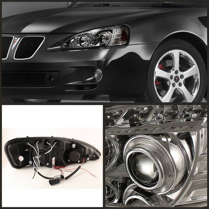 Pontiac Grand Prix Spyder Projector Headlights - LED Halo - LED - Chrome - 444-PGP04-HL-C thumbnail 2