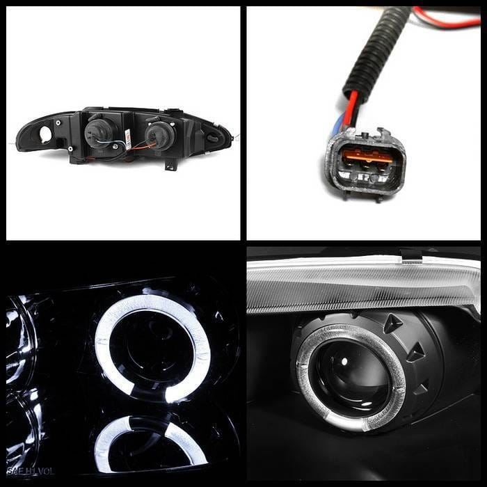 Mitsubishi Eclipse Spyder Projector Headlights - LED Halo - Black - 444-ME95-HL-BK thumbnail 2