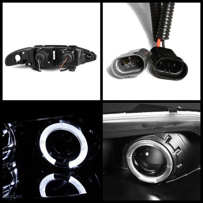 Mitsubishi Eclipse Spyder Projector Headlights - LED Halo - Black - 444-ME97-HL-BK thumbnail 2