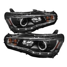 Mitsubishi Lancer Spyder Projector Headlights LED Halo - DRL - Black - 444-ML08-DRL-BK