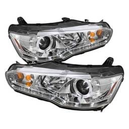 Mitsubishi Lancer Spyder Projector Headlights LED Halo - DRL - Chrome - 444-ML08-DRL-C
