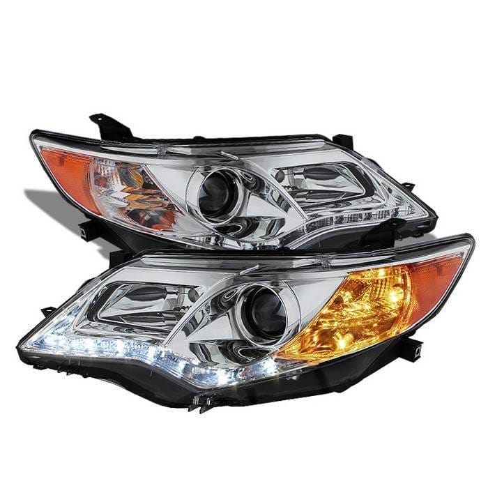 Toyota Camry Spyder DRL LED Projector Headlights - Chrome - 444-TCAM12-DRL-C