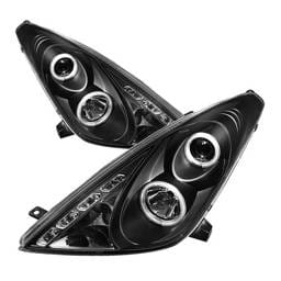Toyota Celica Spyder Projector Headlights - LED Halo - DRL LED - Black - 444-TCEL00-LED-BK