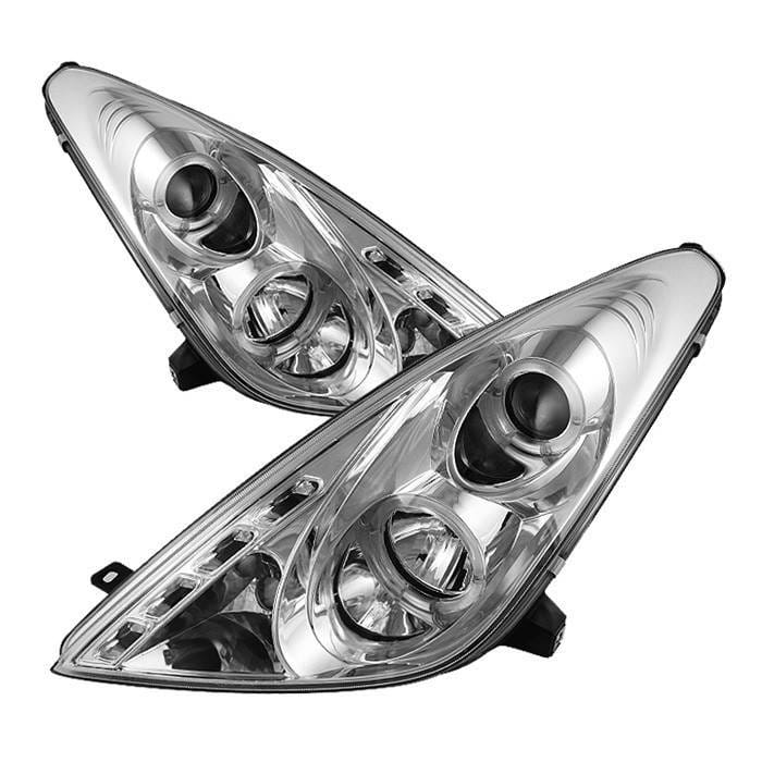 Toyota Celica Spyder Projector Headlights - LED Halo - DRL LED - Chrome - 444-TCEL00-LED-C