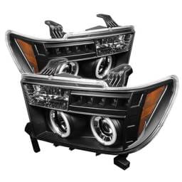 Toyota Sequoia Spyder Projector Headlights - CCFL Halo - LED - Black - 444-TTU07-CCFL-BK