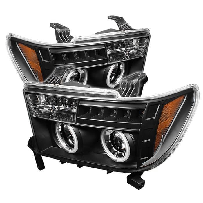Toyota Sequoia Spyder Projector Headlights - CCFL Halo - LED - Black - 444-TTU07-CCFL-BK