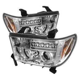Toyota Sequoia Spyder Projector Headlights - CCFL Halo - LED - Chrome - 444-TTU07-CCFL-C