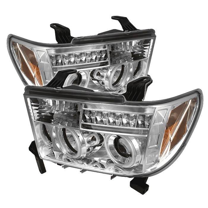 Toyota Sequoia Spyder Projector Headlights - CCFL Halo - LED - Chrome - 444-TTU07-CCFL-C