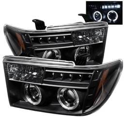 Toyota Sequoia Spyder Projector Headlights - LED Halo - LED - Black - 444-TTU07-HL-BK