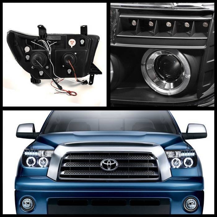 Toyota Sequoia Spyder Projector Headlights - LED Halo - LED - Black - 444-TTU07-HL-BK thumbnail 2