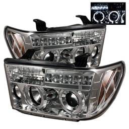 Toyota Sequoia Spyder Projector Headlights - LED Halo - LED - Chrome - 444-TTU07-HL-C