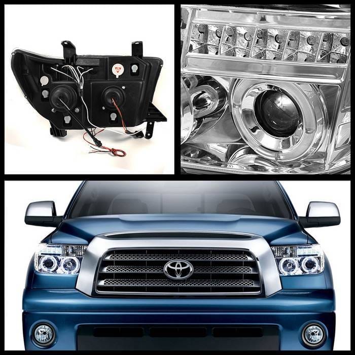 Toyota Sequoia Spyder Projector Headlights - LED Halo - LED - Chrome - 444-TTU07-HL-C thumbnail 2