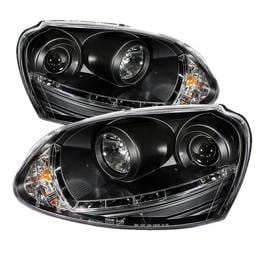 Volkswagen Golf GTI Spyder Projector Headlights DRL LED - Black - 444-VG06-DRL-BK
