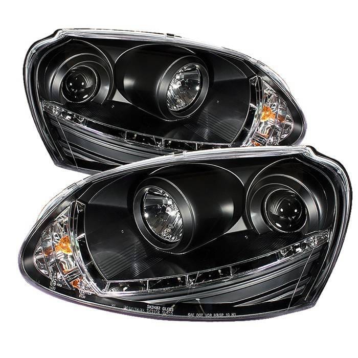 Volkswagen Golf GTI Spyder Projector Headlights DRL LED - Black - 444-VG06-DRL-BK