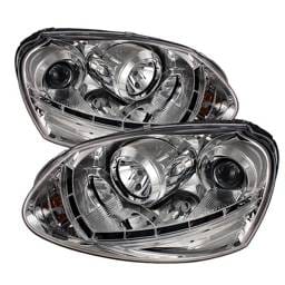 Volkswagen Golf GTI Spyder Projector Headlights DRL LED - Chrome - 444-VG06-DRL-C