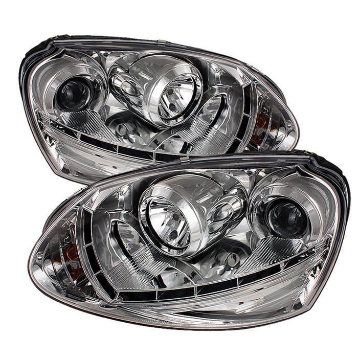Volkswagen Golf GTI Spyder Projector Headlights DRL LED - Chrome - 444-VG06-DRL-C