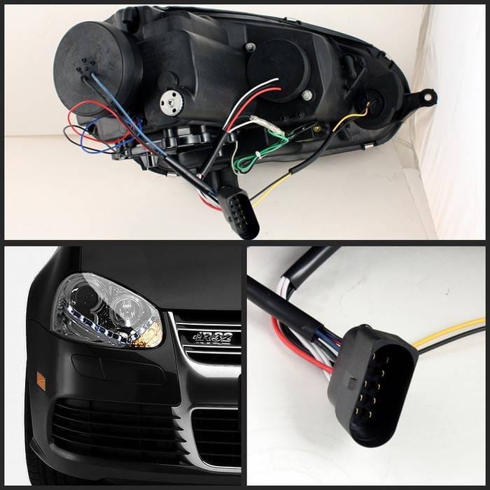 Volkswagen Golf GTI Spyder Projector Headlights DRL LED - Chrome - 444-VG06-DRL-C thumbnail 2
