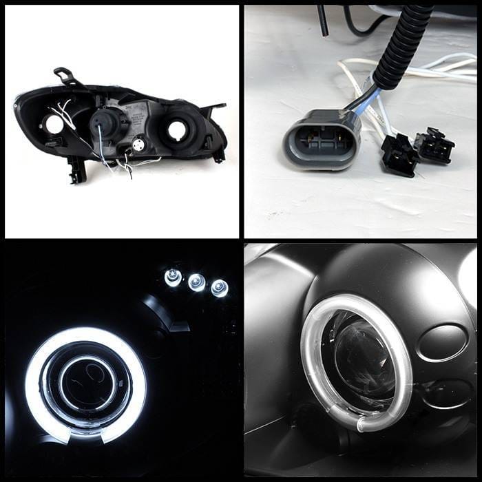 Toyota Corolla Spyder Projector Headlights - CCFL Halo - LED - Black - 444-TC03-CCFL-BK thumbnail 2